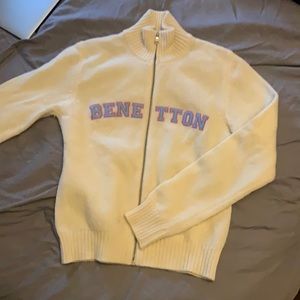 Vintage Benetton zip up wool sweater